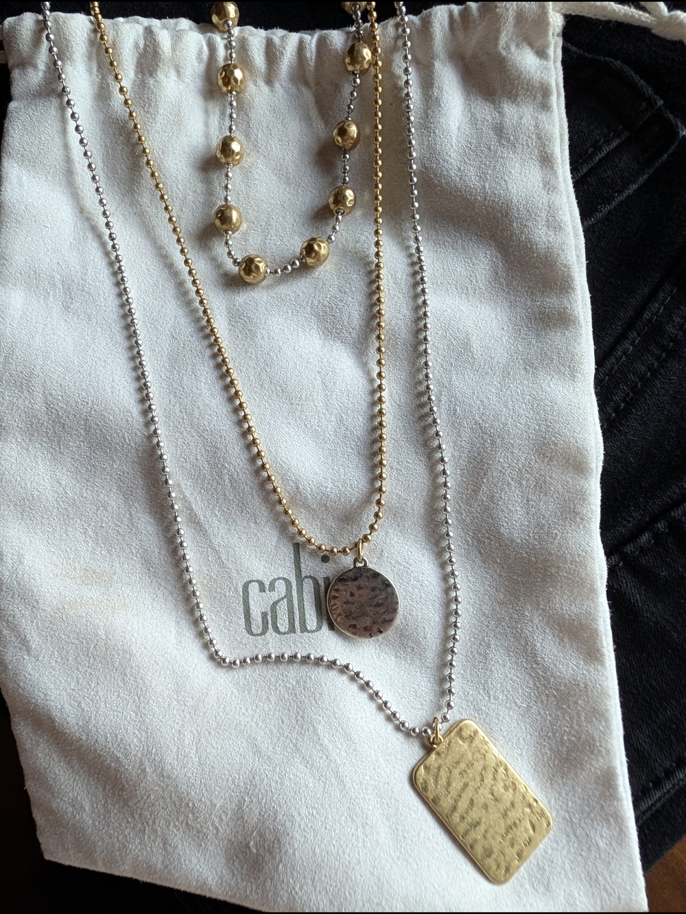 Cabi Mixed Metal Layered Pendant Necklace Set - Gold & Silver
